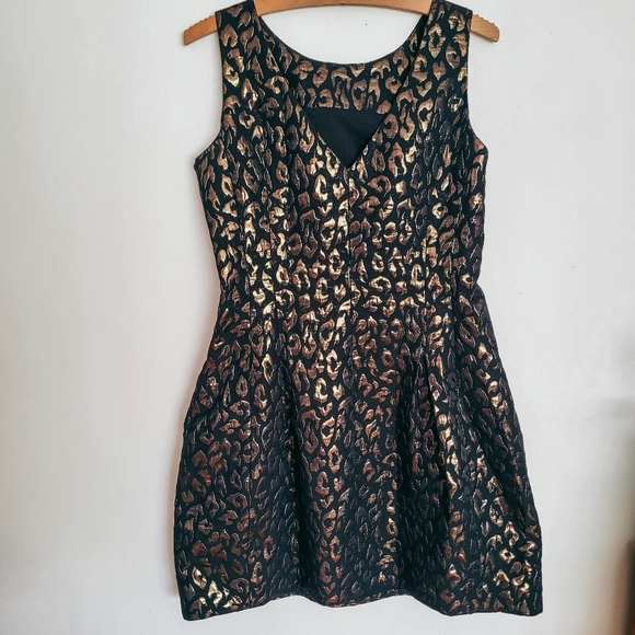 Cynthia Steffe Logan Metallic Jacquard Leopard Print Dress - Picture 3 of 7